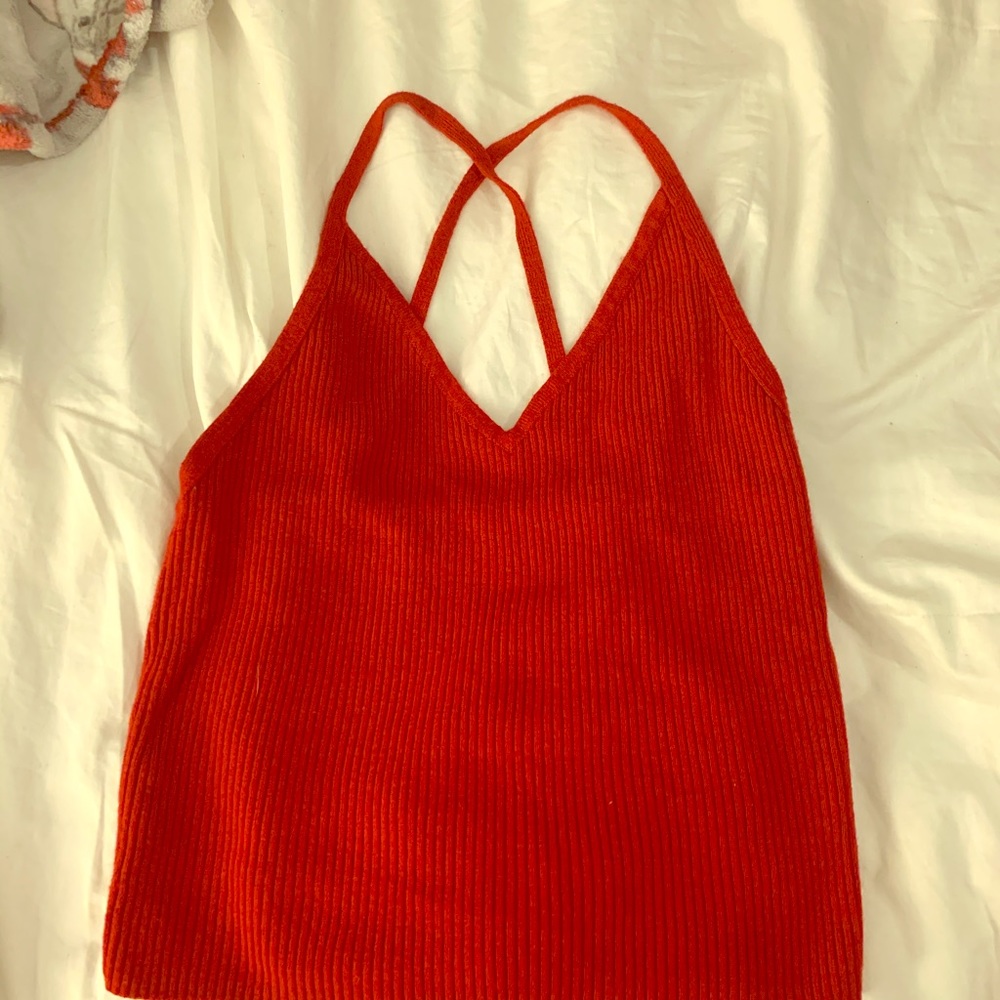 Red Spaghetti Strap Croptop